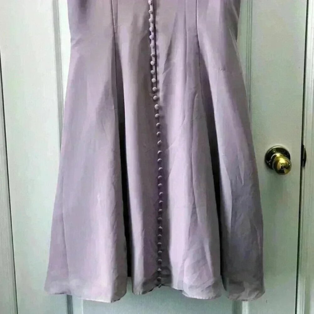 Christina Wu Dress Sheer Chiffon Sleeveless A-line Flowy Lilac Purple Gown 16 - Picture 8 of 15